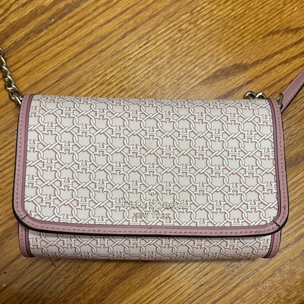 Kate Spade Patterned Pink and Cream Crossbody Bag